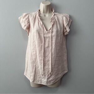 Anne Klein Linen Blend Ruffled Blouse Size S